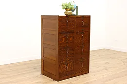 Arts & Crafts Mission Oak Antique 8 Drawer Office File Cabinet, Automatic #42942