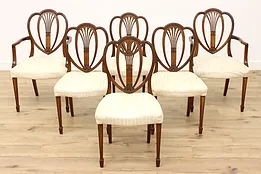 Set of 6 Georgian Shield Back Vintage Mahogany Dining Chairs #43555