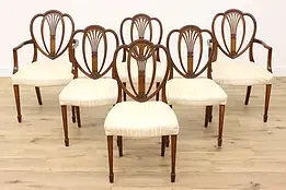 Set of 6 Georgian Shield Back Vintage Mahogany Dining Chairs #43555