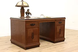 Art Deco Oak & Rosewood Antique Scandinavian Office or Library Desk #43431