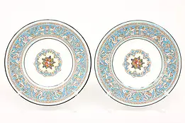 Pair Wedgwood Turquoise Florentine China Vintage 6" Bread & Butter Plates #43720