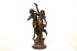 First Days of Spring French Antique Bronze Statue Aug Moreau #43654