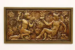 Classic Antique Embossed Wall Plaque, Grapevine, Angel & Wine Motifs #43599