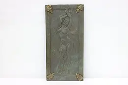 Dancer Vintage Carved Slate Relief Plaque, Bronze Mounts, Williams #43512
