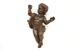 Cherub Putti Sculpture German Antique Statue Hand Carved Walnut  #42934