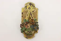 Victorian Salvage Antique Cast Iron Painted Flower Basket Door Knocker #42427