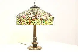Handel Antique Bronze & Leaded Stained Glass Library or Office Desk Lamp #43665