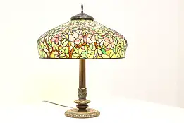 Handel Antique Bronze & Leaded Stained Glass Library or Office Desk Lamp #43665