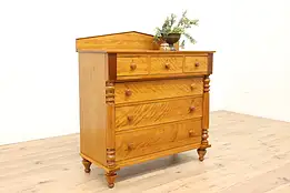 Sheraton Antique 1830s Farmhouse Curly Birch Dresser or Chest of Drawers #36241