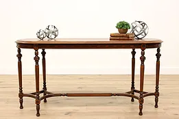 English Tudor Design Antique Carved Walnut Oval Sofa or Hall Table Hannah #43696