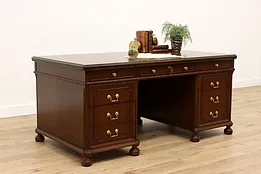 Traditional Vintage Walnut Office or Library Executive Desk, Pull Outs #43372