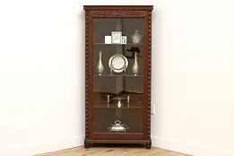 Victorian Oak Antique Corner China or Display Cabinet, Wavy Glass #43698