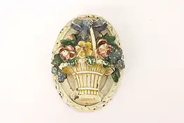 Victorian Salvage Antique Cast Iron Painted Flower Basket Door Knocker #42415