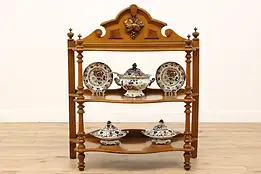 Victorian Antique Carved Walnut 3 Tier Etagere, Curio or Display Shelf #43672