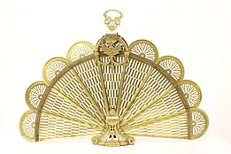 Victorian Design Vintage Peacock Fan Brass Fireplace Screen #43705