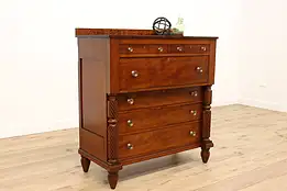 Sheraton Antique Carved Cherry 6 Drawer Dresser or Chest, Spiral Columns #43589