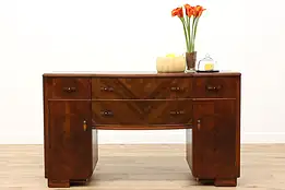 Art Deco Vintage Bowfront Walnut Buffet, Server, or TV Console #43733