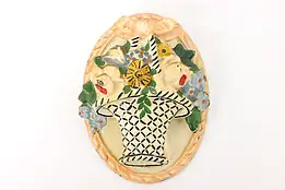 Victorian Salvage Antique Cast Iron Painted Flower Basket Door Knocker #42419