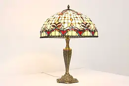 Classical Vintage Lamp, Stained Glass Shade Jewels Dale Tiffany #42826