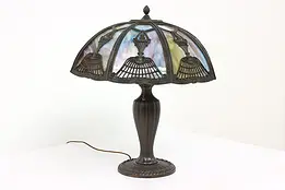 Classical Antique Lamp Curved Panel Stained Glass Shade #43598
