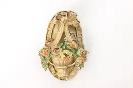 Victorian Salvage Antique Cast Iron Painted Flower Basket Door Knocker #42416