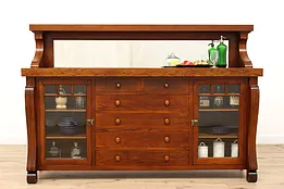 Arts & Crafts Antique Oak Craftsman Sideboard Server or Buffet, Mirror #43367