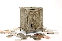 Victorian Cast Iron Antique Rival Star Safe Coin Bank, No Lock #42408