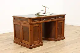 Wooton Victorian Antique Walnut Rotary Office or Library Desk #43074