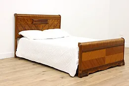 Art Deco Vintage Waterfall Walnut & Mahogany Full or Double Bed #43084