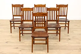 Set of 6 Craftsman Antique Arts & Crafts Birch Dining Chairs #42770