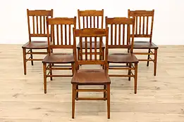 Set of 6 Craftsman Antique Arts & Crafts Birch Dining Chairs #42770