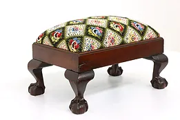 Georgian Design Antique Mahogany Footstool, Carved Ball & Claw Feet  #43843