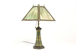 Arts & Crafts Antique Stained Glass Shade Craftsman Office or Desk Lamp #43791