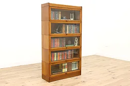Craftsman Antique Oak Lawyer 5 Stack Office or Library Bookcase Automatic #42611