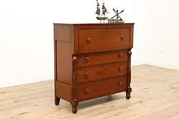 Sheraton Antique Cherry Four Drawer Dresser or Chest, Spiral Columns #43755