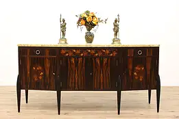 Art Deco French Antique Marquetry Bar, Server, Sideboard, Marble Top #43008