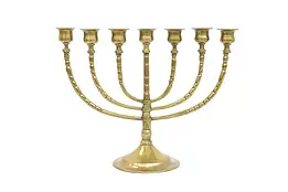 Traditional Vintage Brass 7 Arm Menorah Candle Holder #43874