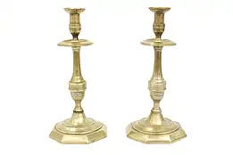 Pair of Victorian Antique English Brass Candlesticks #43875