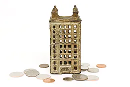 Victorian Antique Cast Iron Building Model Coin Bank #43853