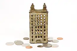 Victorian Antique Cast Iron Building Model Coin Bank #43853