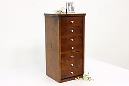 Farmhouse Pine 7 Drawer Vintage Desktop File, Collector, Jewelry Cabinet #43907