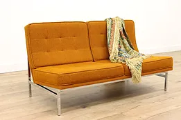 Midcentury Modern 1960s Vintage Orange Loveseat or Small Sofa, Knoll #43393