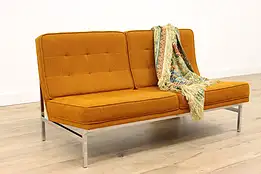 Midcentury Modern 1960s Vintage Orange Loveseat or Small Sofa, Knoll #43393