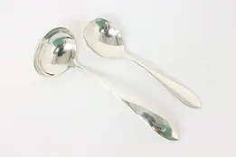 Pair Victorian Antique Sterling Silver Serving Spoon & Ladle #44007