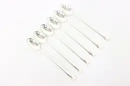 Set of 6 Victorian Antique Sterling Silver Ice Tea Spoons, Monogram S #43999