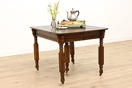 Victorian Farmhouse Antique Square Dining Table, 6 Leaves, Extends 9' 8" #44066