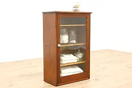 Farmhouse Antique Walnut Medical Bathroom Cabinet or Display Case #43898