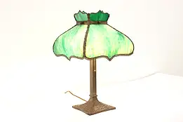 Art Nouveau Antique Stained Glass Shade Office or Library Desk Lamp #42304