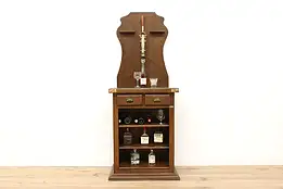 French Vintage Oak Wine Cabinet & Bottle Opener, Granite Top, Utges #44192