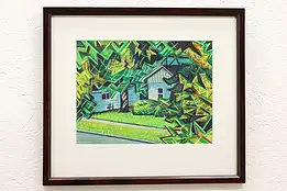 Houses in Spring Original Oil Pastel Painting Bodden 20.5" #44073